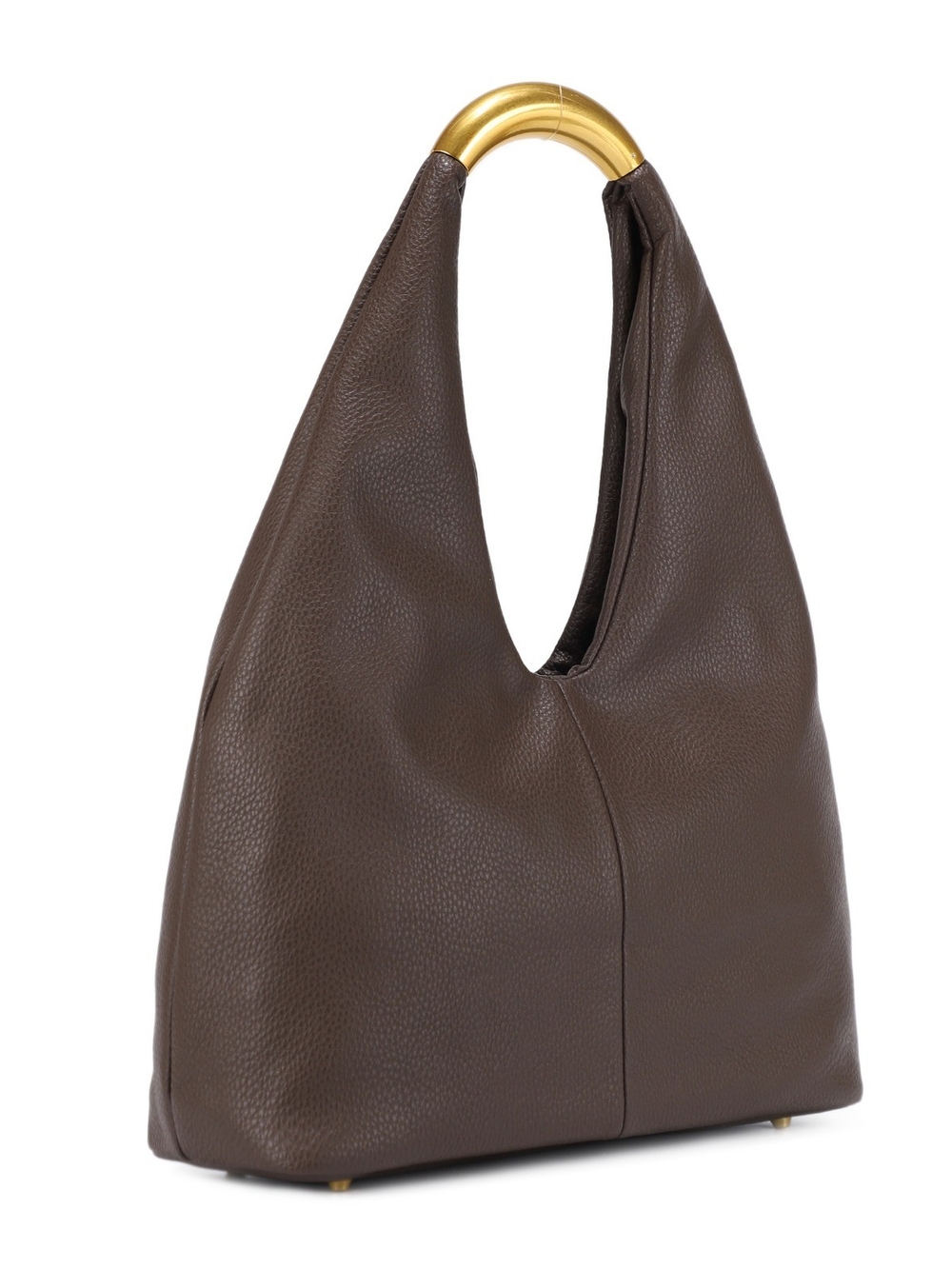 Vegan Leather Hobo Bag with Gold Handle, Coffee, Dark Brown or Black